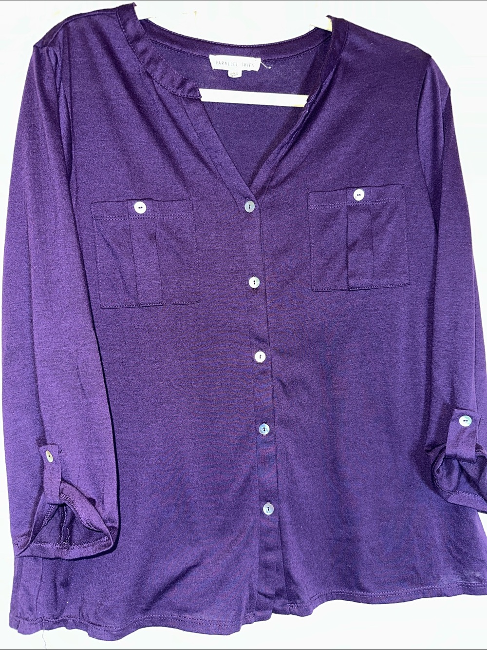Parallel Skies Purple Button-Down Shirt with Chest Pockets
